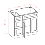 Oxford Toffee Vanity Combo Base Cabinet with Drawers Left