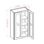 Edgeline White Wall Glass Door Cabinet with Finished Interior