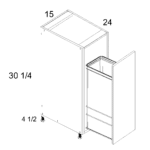 Torino Dark Wood Full Height Door Base with Single Trashcan Pullout
