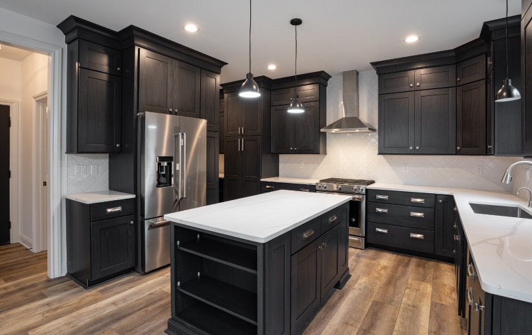 Newly Installed Modern Shaker Black Kitchen Cabinets in Nevada Home