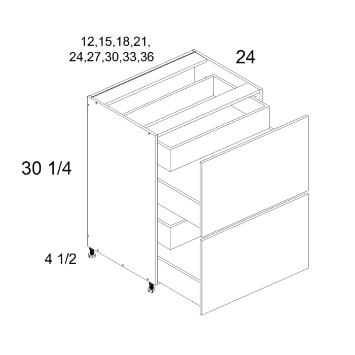 Palermo Gloss White altamax Two Drawer with Two Inner Drawer Base Cabinet