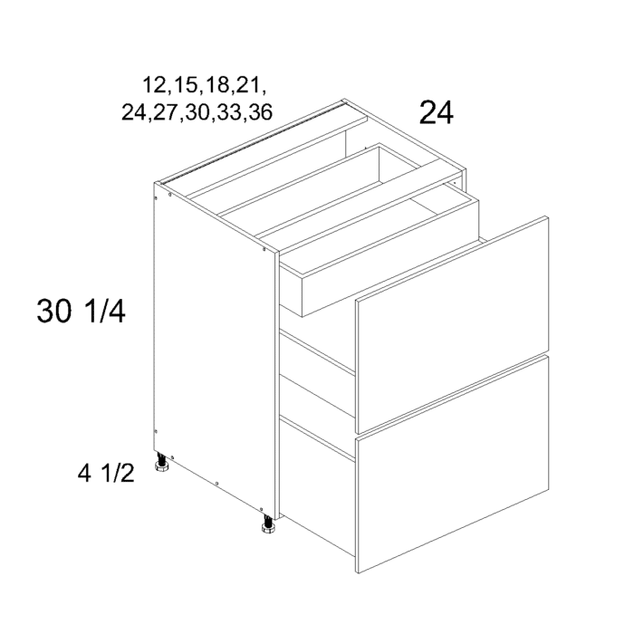 Palermo Gloss White altamax Two Drawer with One Inner Drawer Base Cabinet