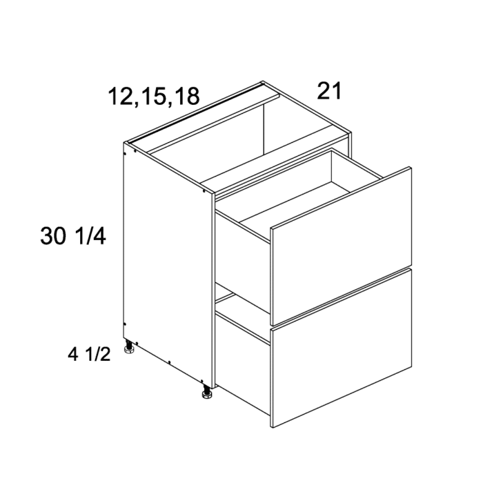 Palermo Gloss White altamax Two Drawer Vanity Base Cabinet
