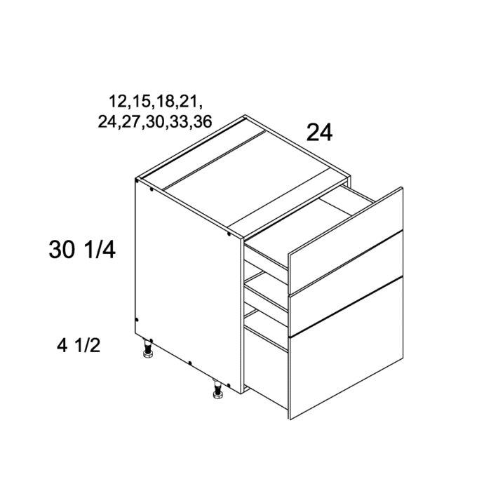 Palermo Gloss White altamax Three Drawer Base Cabinet