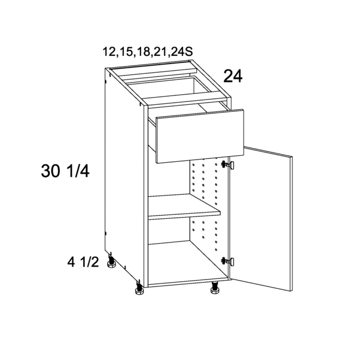 Torino White Pine altamax Single Door Single Drawer Base Cabinet