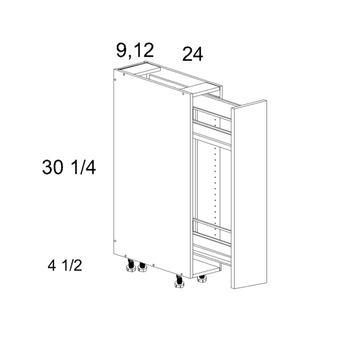 Palermo Gloss White Base Cabinet with Left Tray Pullout