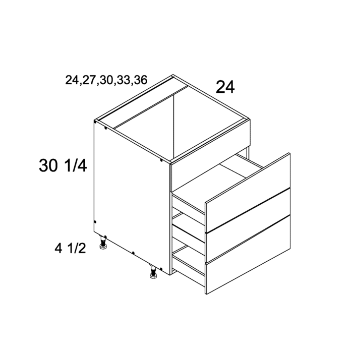 Palermo Gloss White altamax Three Drawer with One False Front Range Base