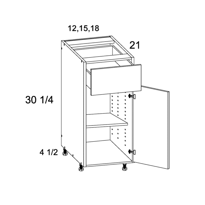 Palermo Gloss White altamax One Door One Drawer Vanity Base Cabinet