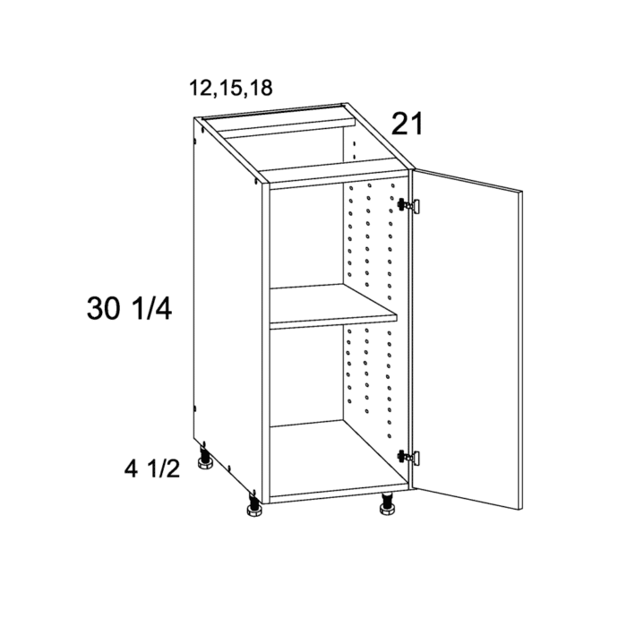 Palermo Gloss White Full Height One Door Vanity Base Cabinet