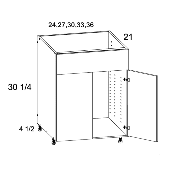 Palermo Gloss White Two Door One False Drawer Front Vanity Sink Base Cabinet