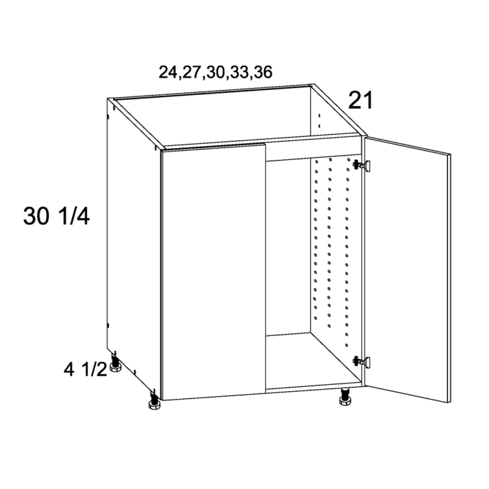 Palermo Gloss White Full Height Two Door Vanity Sink Base Cabinet