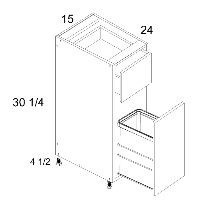 Torino Grey Wood Base with Single Trashcan Pullout