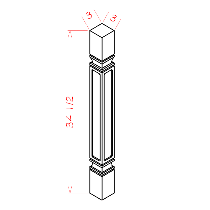 Shaker Black Square Decorative Leg