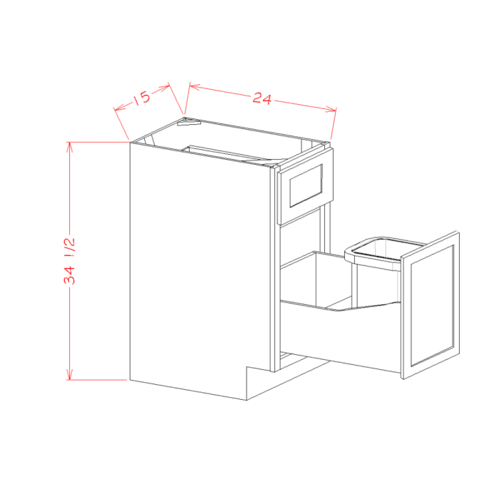 Oxford Toffee Base with Single Trashcan Pullout