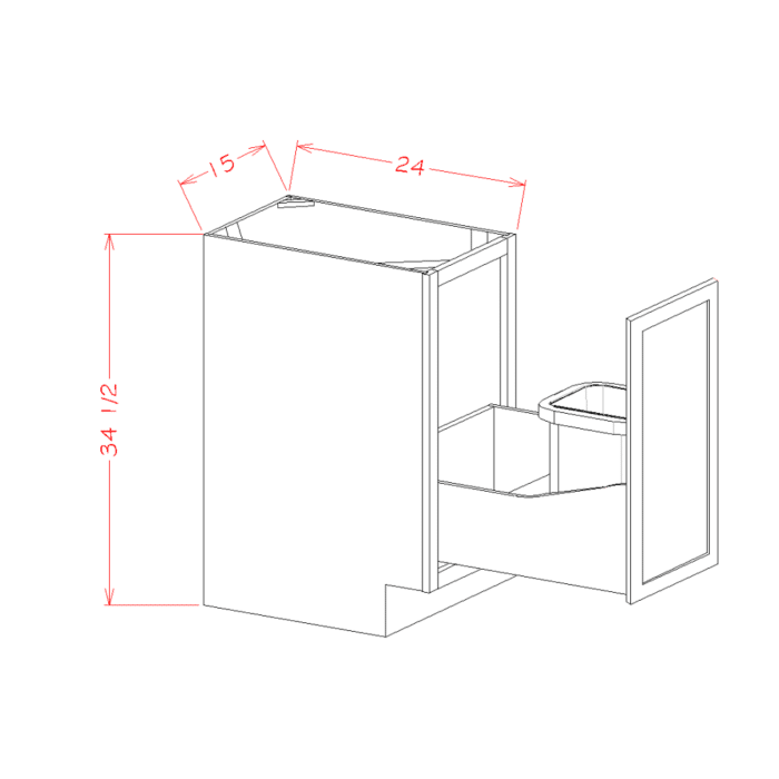 Shaker Honey Full Height Door Base with Single Trashcan Pullout