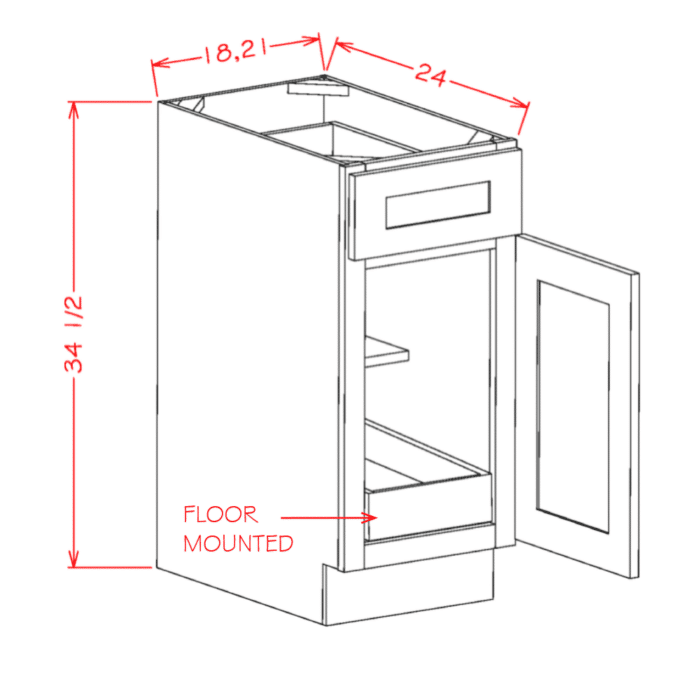Shaker Navy One Rollout Shelf Base Cabinet Kit