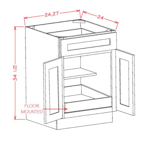 Casselberry Saddle One Rollout Shelf Base Cabinet Kit