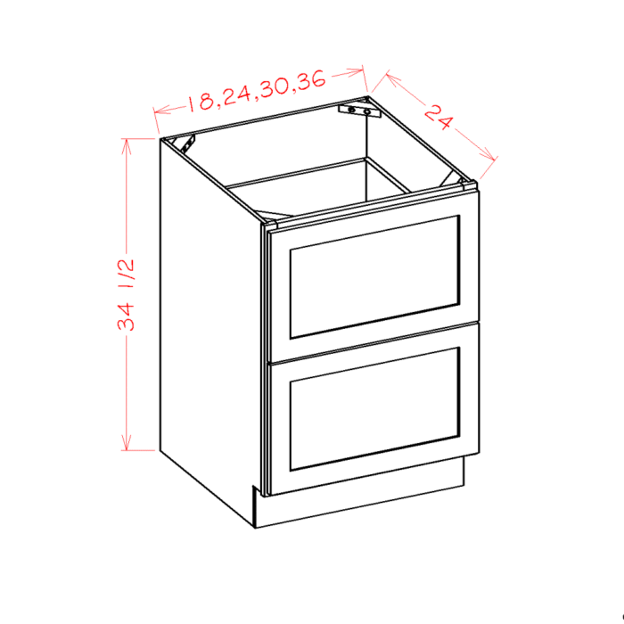 Shaker Black Two Drawer Base Cabinet