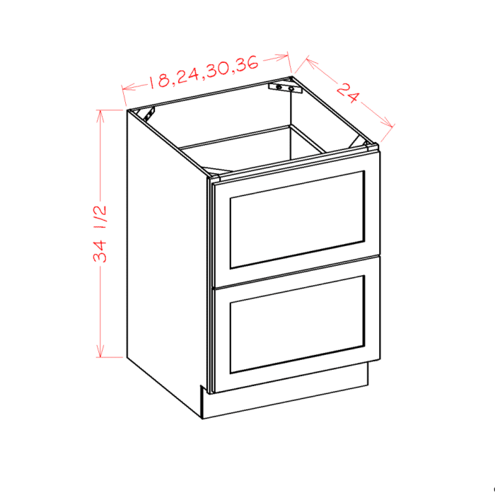 Shaker Honey Two Drawer Base Cabinet