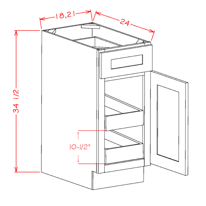 Shaker Navy Two Rollout Shelf Base Cabinet Kit