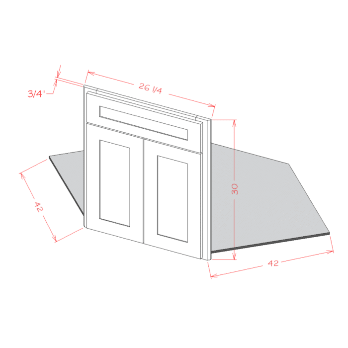 Shaker Antique White 42" Diagonal Corner Sink Front & Floor Kit