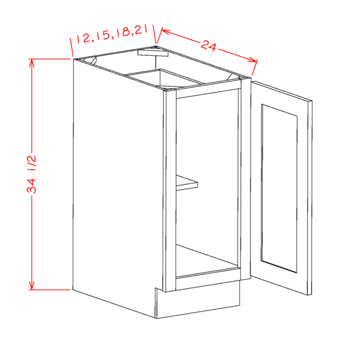 Shaker Grey Full Height Door Base Cabinet
