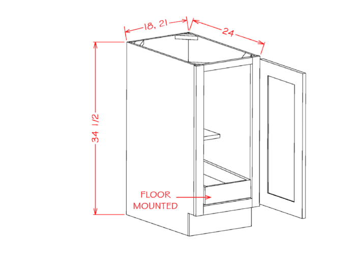 Shaker Antique White Full Height Door One Rollout Shelf Base Kit
