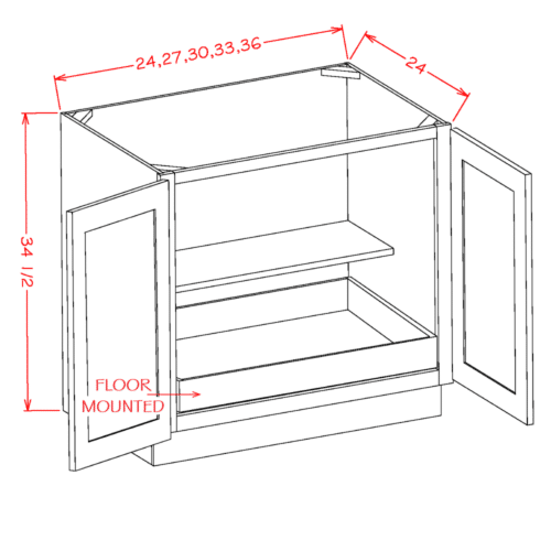 Casselberry Saddle Full Height Door One Rollout Shelf Base Cabinet Kit