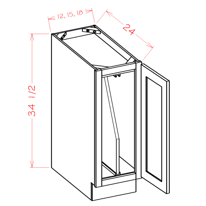 Shaker Black Full Height Door Tray Divider Base Cabinet Kit
