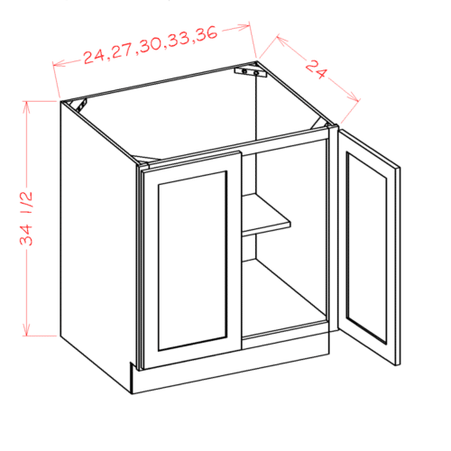Shaker Cinder Full Height Door Base Cabinet