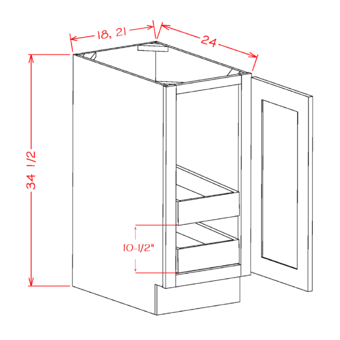 Shaker Navy Full Height Door Two Rollout Shelf Base Cabinet Kit