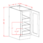 Torrance White Full Height Door Three Rollout Shelf Base Cabinet Kit