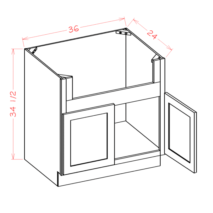 Shaker Honey Farm Sink Base Cabinet