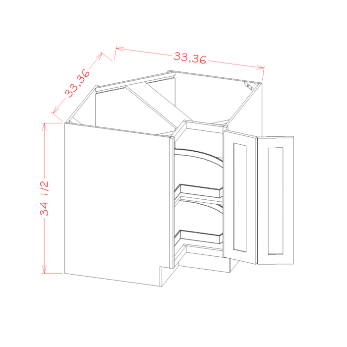 Oxford White Base Easy Reach Cabinet with Two Lazy Susan Trays