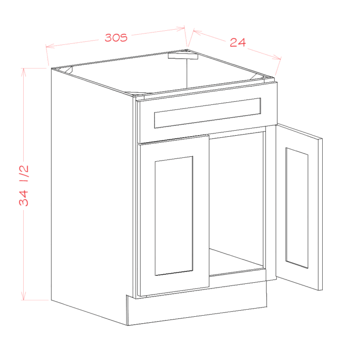 Shaker White Sink Base Cabinet