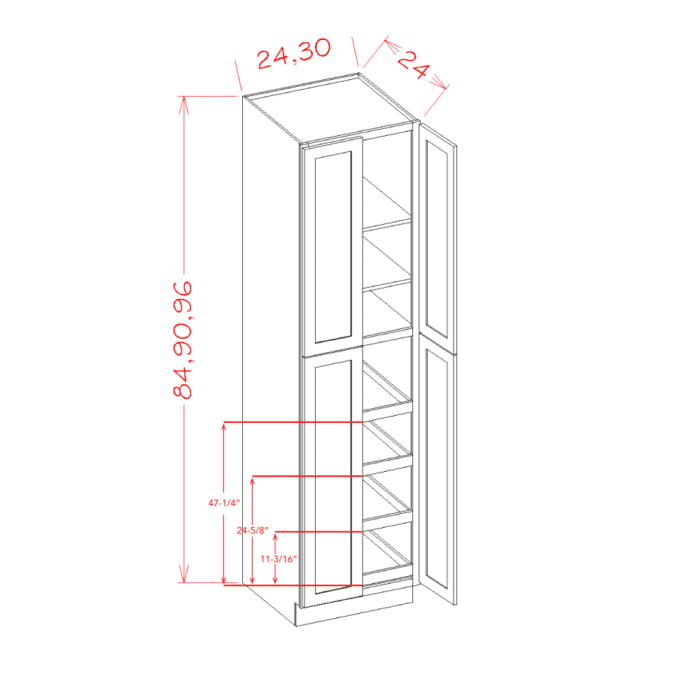 Oxford Mist Four Door Utility Rollout Shelf Cabinet Kit