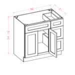 Shaker Dove Casselberry Saddle Vanity Combo Base Cabinet with Drawers Right