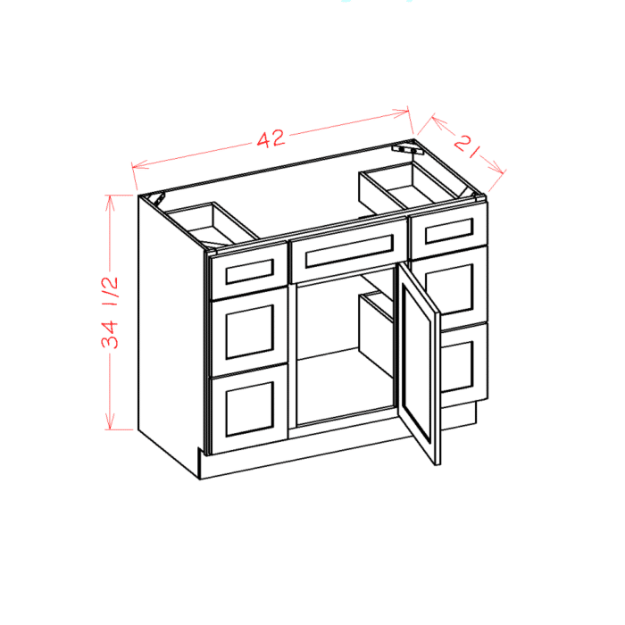 Oxford White Vanity Double Drawer Combo Base Cabinet