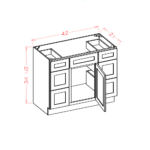 Shaker Grey Vanity Double Drawer Combo Base Cabinet