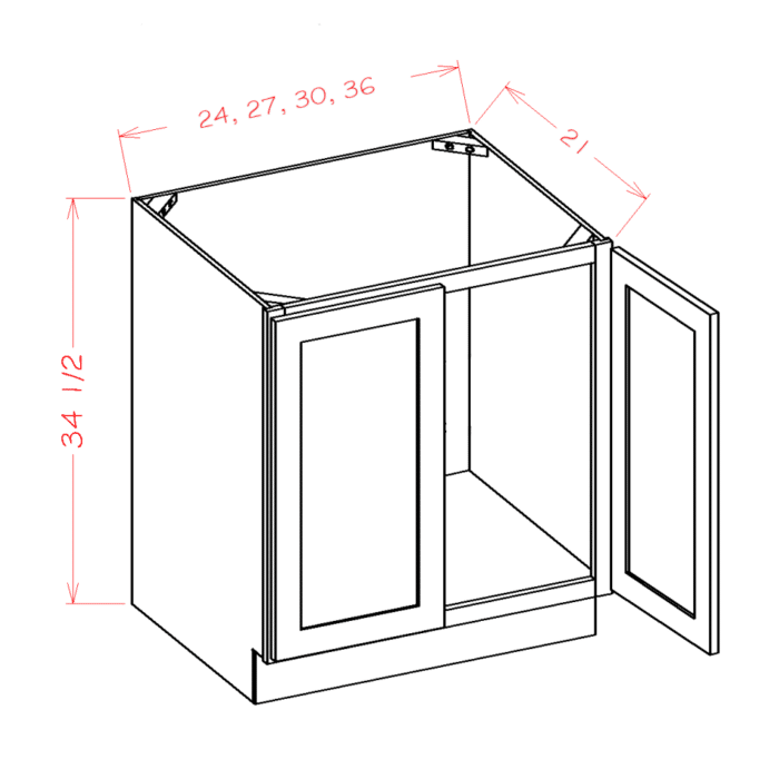 Shaker Cinder Vanity Full Height Door Sink Base Cabinet