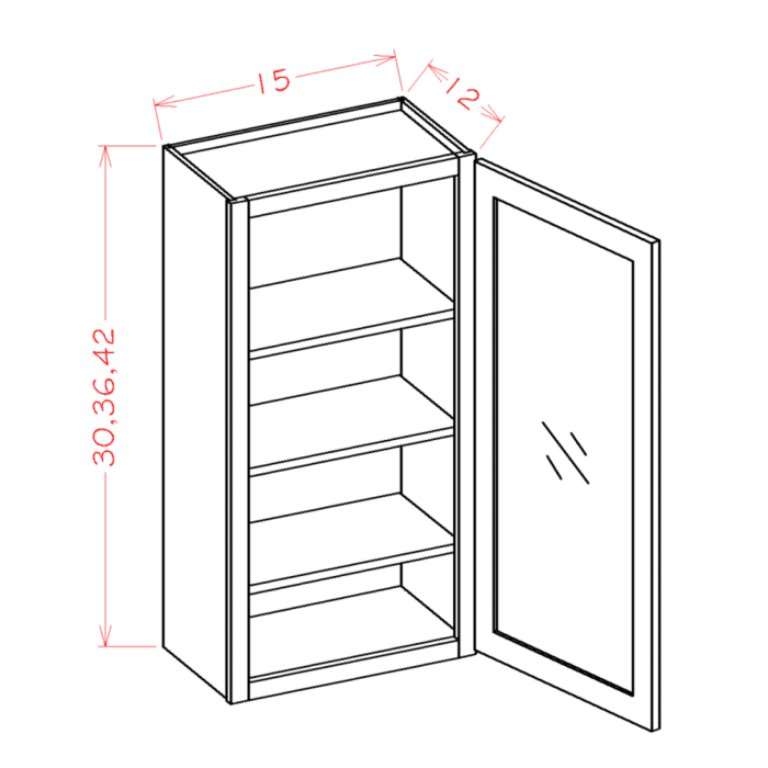 Torrance White Wall Glass Door Cabinet with Finished Interior